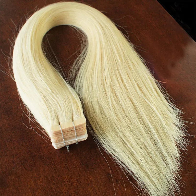 Användning av mänskligt hår 100g 40st / Blond brasiliansk Virgin Remy Skin Weft Tape Adhesive Hair Extensions Products Tape Hair Extensions