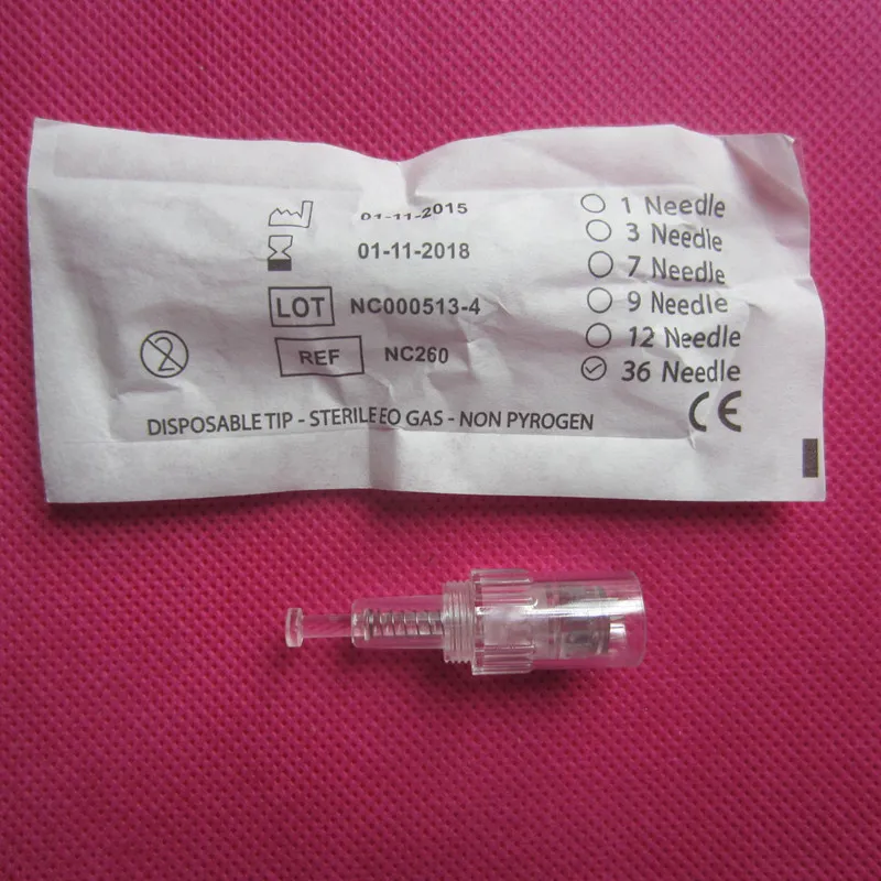 Anti-aging 36 pin naaldcartridge schroefpoort voor elektrische auto Microneedle Derma Pen 0.25 ~ 2mm tips voeding invoer