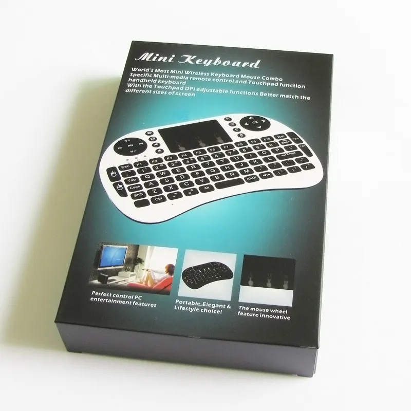 Rii I8 clavier anglais sans fil avec pavé tactile 2.4G multimédia Fly Air Mouse télécommande pour PC/Android TV Box/Xbox360 batterie lithium-ion intégrée