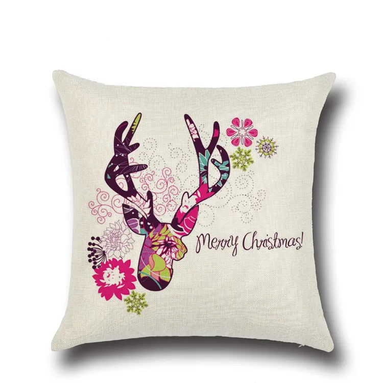 Färgglada Santa Claus Reindeer Pillow Cover Merry Christmas Pillow Case Creative Home Använd Cushion Case Bästa julklapp till barn