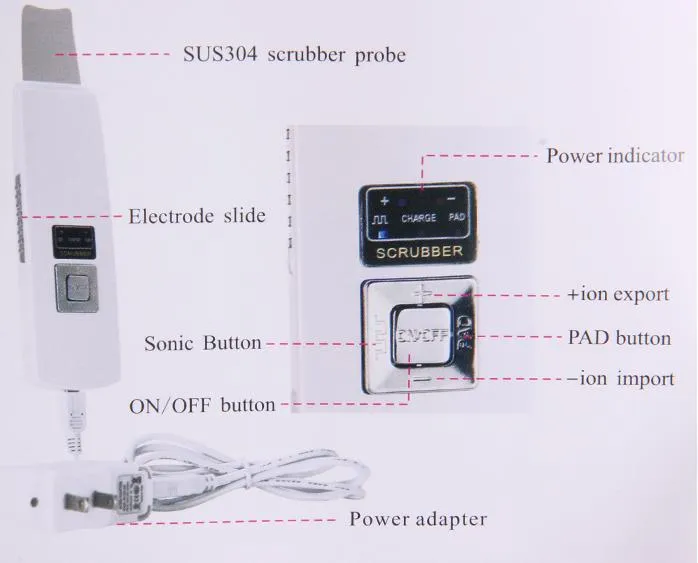 Ultrasone Huid Scrubber Gezicht Spa Ultrasound Ion Lead-in Nutrition Verwijderen Acne Blackhede Huidverzorging Schoonheid Machine Oplaadbaar