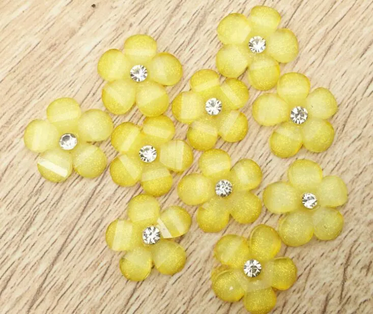 100 pièces de perles de fleur en résine strass de 15mm, bouton à dos plat pour Scrapbooking, artisanat bricolage pince à cheveux, accessoires 7661270