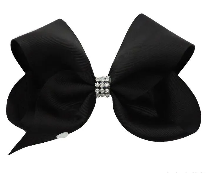 10 st 18cm Solid Färg Ribbon ABC Hårbågar Klipp med Big Love Heart Diamonte Cheerleader Pageant Headwear Tillbehör HD3491