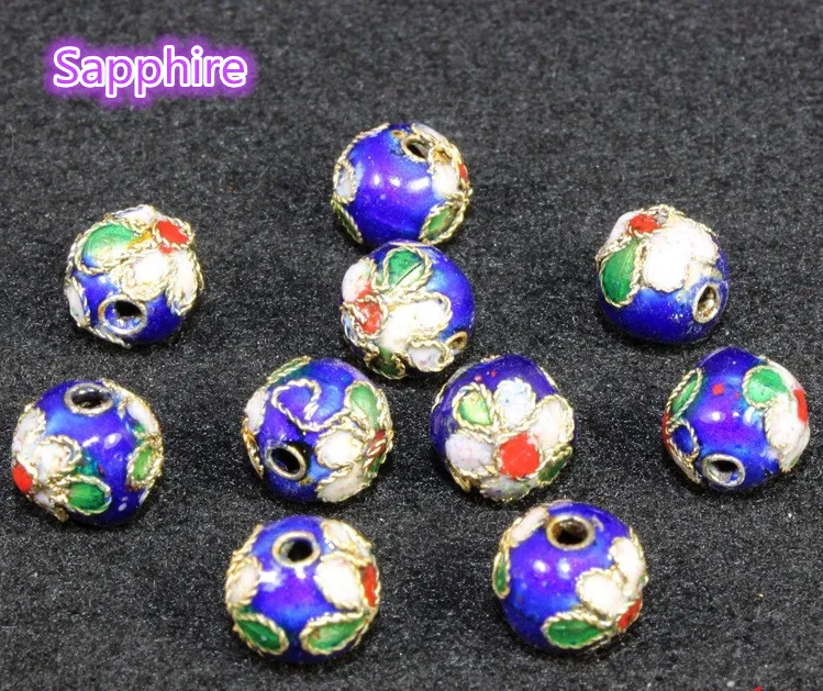 Perles en émail cloisonné de 10mm, filigrane coloré, véritables perles d'espacement rondes en vrac pour bricolage de bijoux, bracelets artisanaux, breloques perles cloisonnées