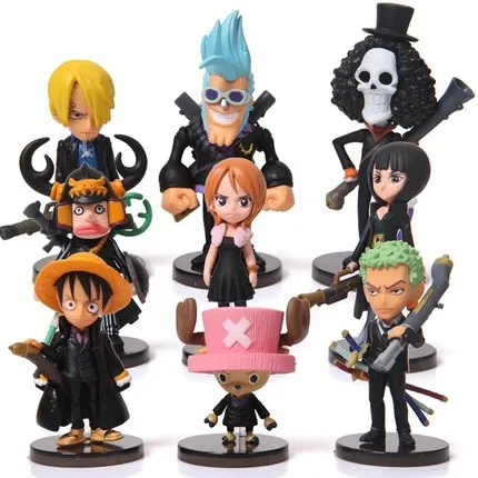 애니메이션 원피스 미니 액션 인물 짚 모자 루시 르로 노아 Zoro Sanji Chopper 그림 완구 9pcs 세트 무료 배송