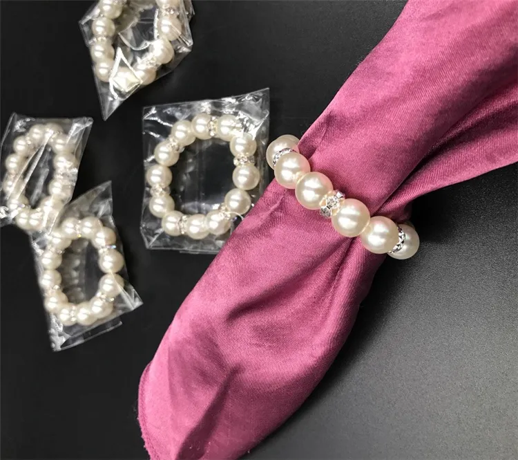 White Pearls Napkin Rings Wedding Napkin Buckle For Wedding Reception Party Table Decorations Supplies I121