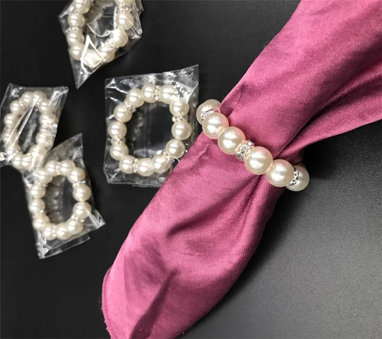 Lot White Pearls Napkin Rings Wedding Napkin Buckle For Wedding Reception Party Table Decorations Supplies I1211971621