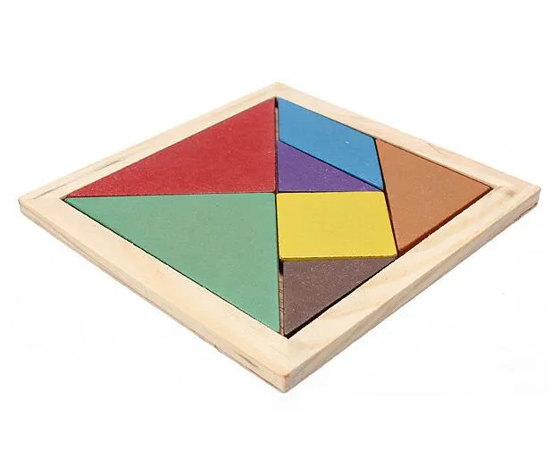 Free Shipping Hot Sale 2017 Mental Development Tangram Wooden Jigsaw Puzzle Educational Toys for Kids Christmas Jigsaw Board