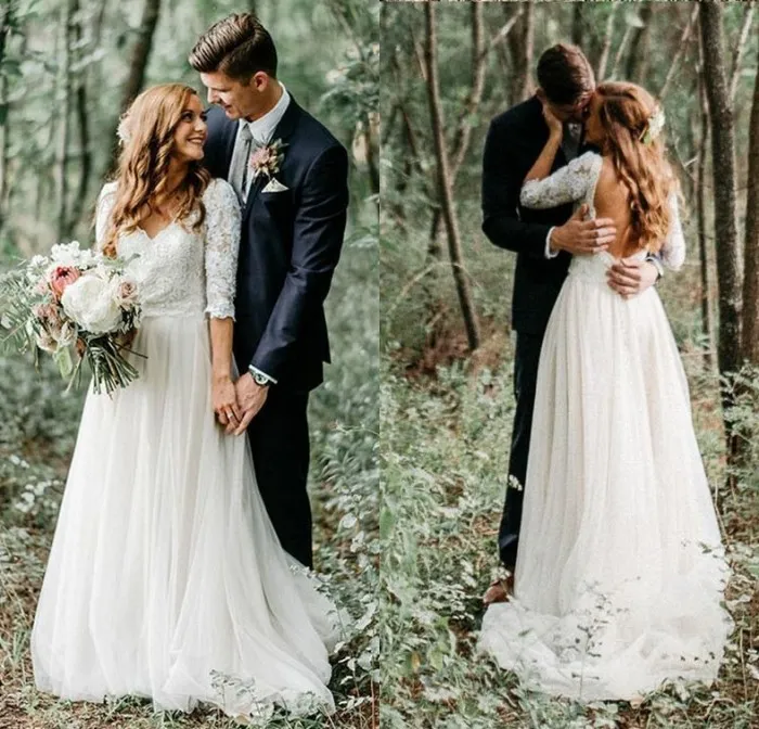 Bohemian forest wedding gown sales