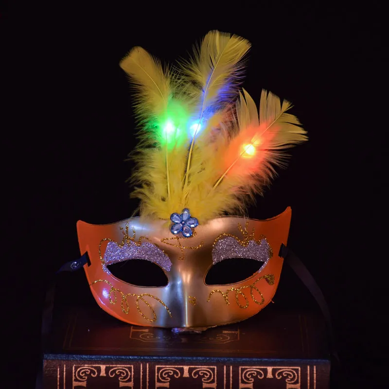 Esplosione, costume di Halloween, ballo di fine anno, maschera, bagliore, luce fredda, LED, polvere soffice, piuma principessa, Led Rave Toy per bambini