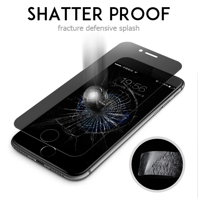 För iPhone XS XR XS Max 6 7 8 6 Plus 7 Plus 8P 5 5S SE 9H Sekretess Tempered Glass Anti-Spy Skärmskydd 100st / Enkel Opp