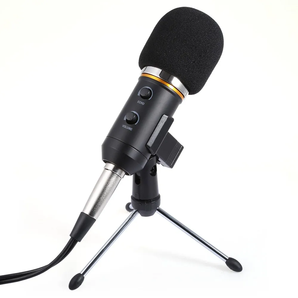 Novo Microfone Condensador De Gravação De Som De Áudio Com Choque Mount Holder Clip Preto Disponível 3.5mm USB Dual Cable Micro
