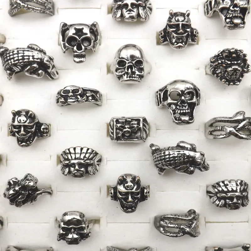 Модные сплавы кольца Hip Pop Style Skulldevil спроектированные кольца Fit Halloween Party Mix Оптовые