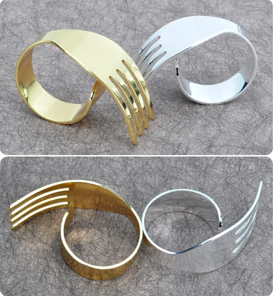 wholesale new arrival towel ring fork-shaped the gold napkin circle metal napkin ring for wedding