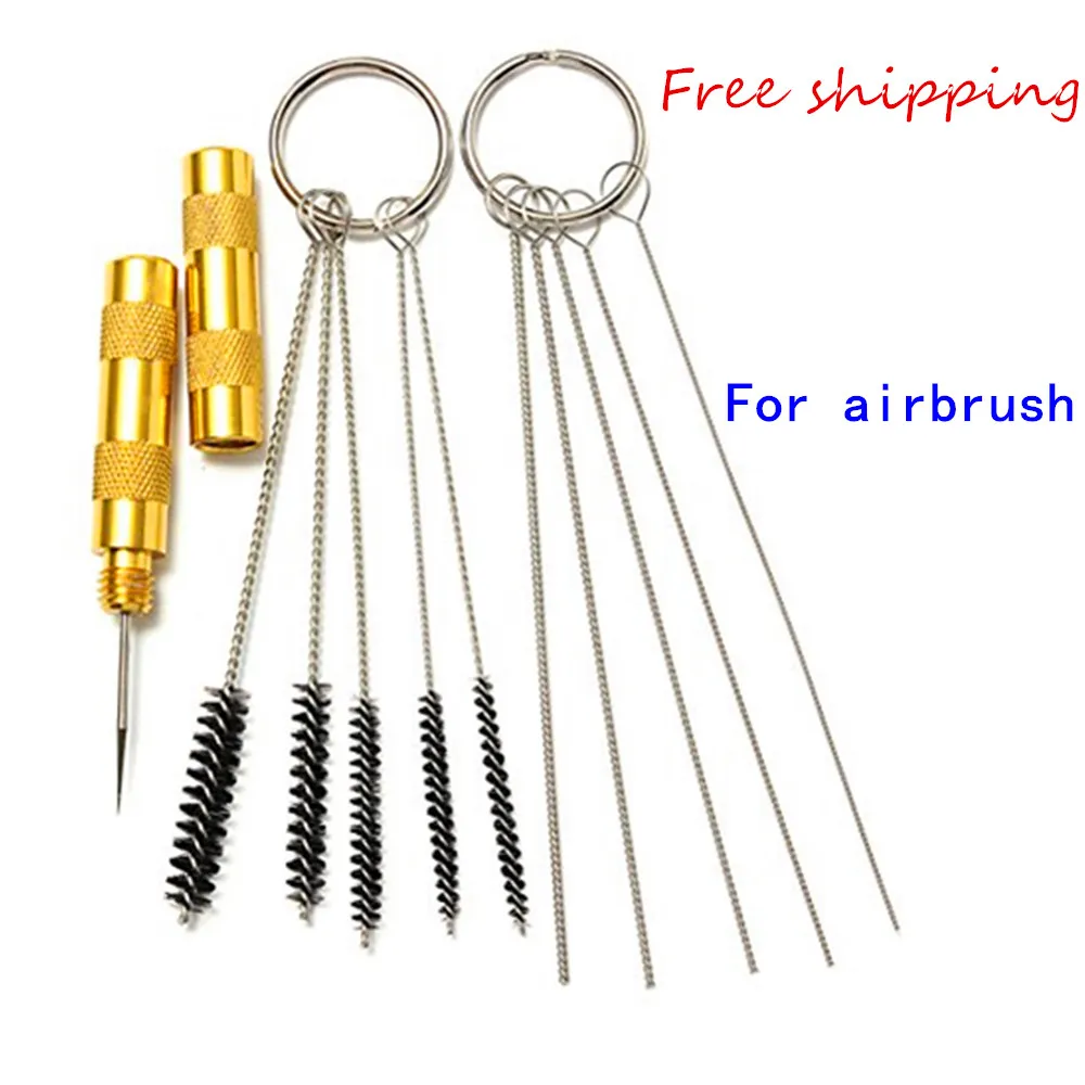 New Arrival Multifunctional 11pcs Airbrush Spray Gun Nozzle Cleaning Repair Tool Kit with Stainless steel Needle Brush Set