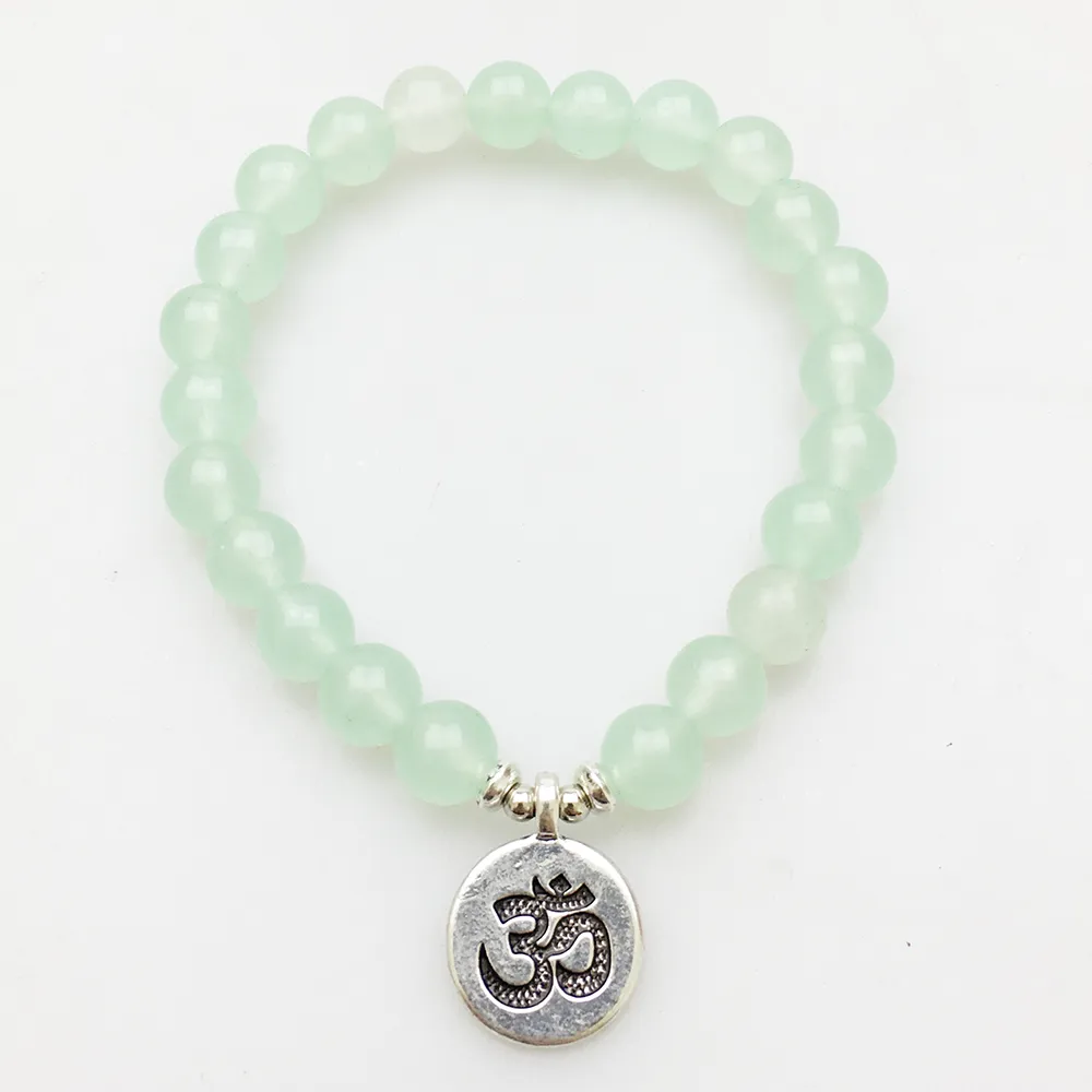 SN1140 Mode Bracelet Femme Améthyste Vert Aventurine Rose Quartz Mala Bracelets Lotus Ohm Bouddha Bracelet 246G