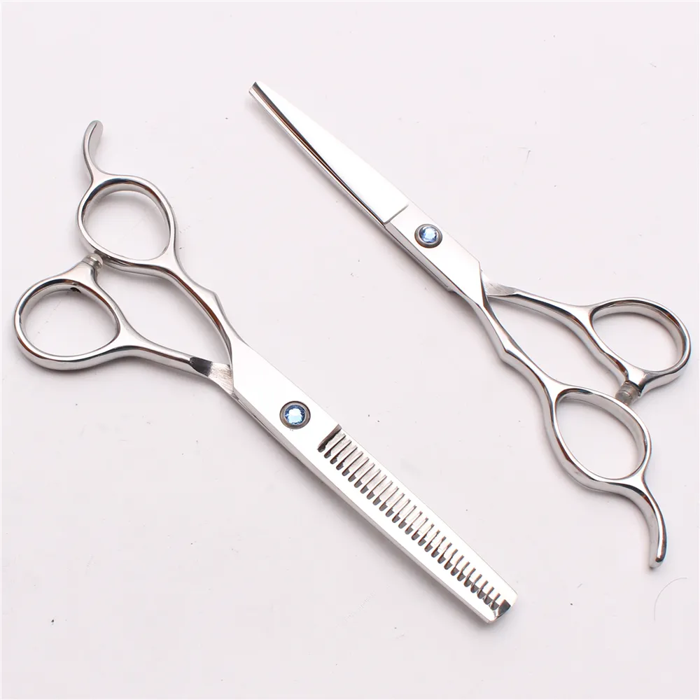 6quot Japan 440C Red Stone Customized Logo Left Hand Scissors Professional Human Hair Scissors Barberquots Hairdressing Shears