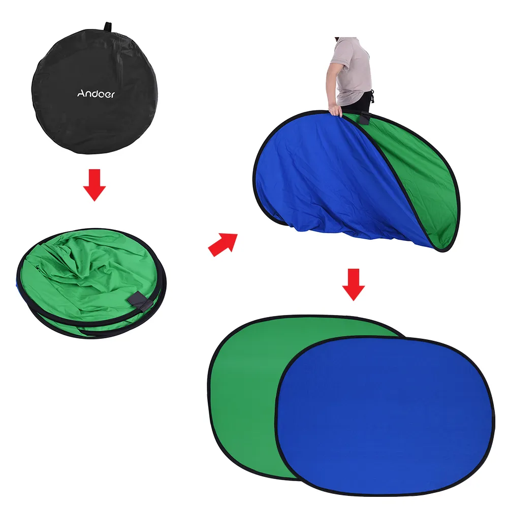 Freeshipping 1.5*2.0m Collapsible Muslin Cotton Blue&Green (2in1) Backdrop Background Panel for Photo & Video Studio Photography