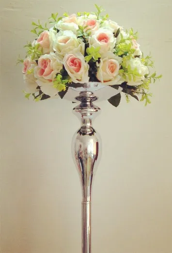 Zilver 75 cm hoogte bruiloft tafel middelpunt bloem vaas kandelaars bruiloft t-stage decoratie / 