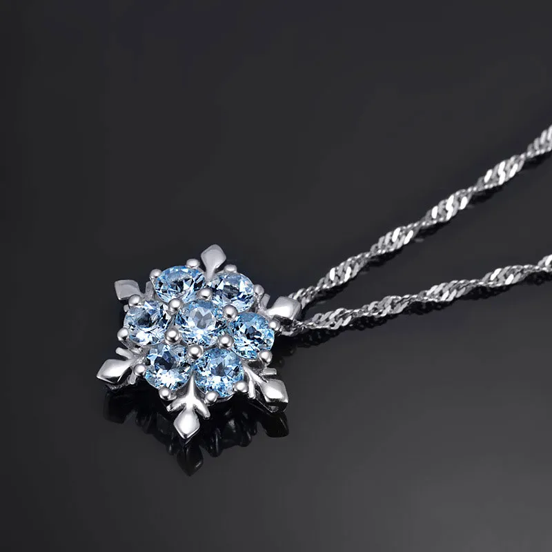 Moda prata chapeamento casamento jóias cubic zirconia snowflake estrela pingente colar mulheres menina festa acessórios colar de cristal austríaco