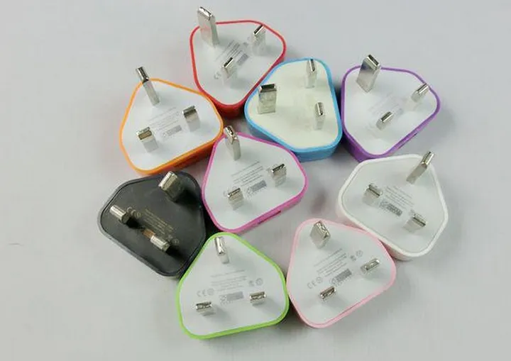 Colorful 3Pin UK Plug Wall Charger 0.6A Single USB AC Power Travel Adapter for Samsung S7 Edge and Other Phone DHL 