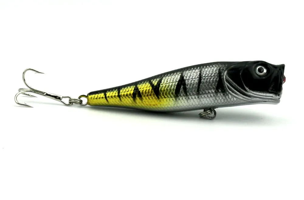 hengjia 100 pz / lotto esche da pesca all'ingrosso top water pesca in plastica esca dura popper crankbait lure 9 cm 14 g 4 ganci po019