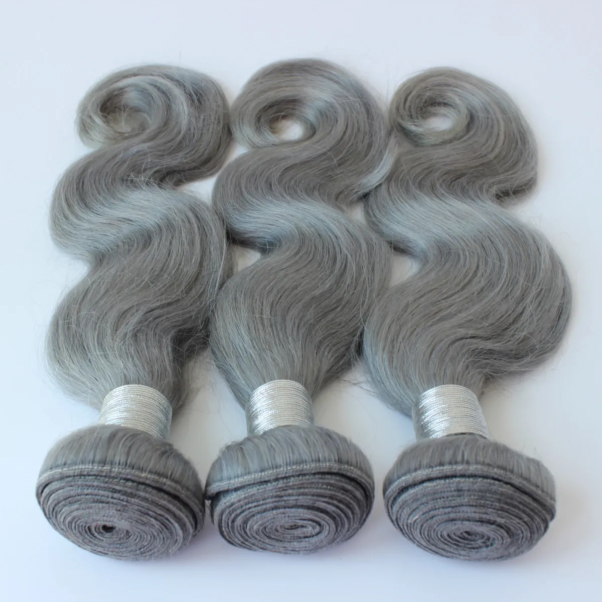 Sliver Gray Body Wave Hair Bundles 100% Human Hair Weft From 10 to 30 Inch Brazilian