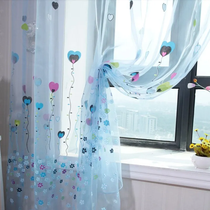 Modern sweet hearts tulle for window curtain sheer Curtains for living room the bedroom window Screening panel
