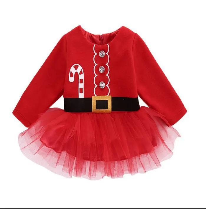 Las niñas bebé de Santa Claus vestido de dibujos animados Los niños de encaje de Navidad Las niñas bebé de Santa Claus vestido de dibujos animados Los niños de encaje de Navidad