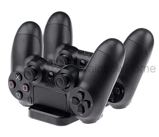 Dual USB充電ドック局ミニチャージャースタンドホルダーPS4ワイヤレスコントローラーソニープレイステーションデュアルショック4 USBケーブル小売箱