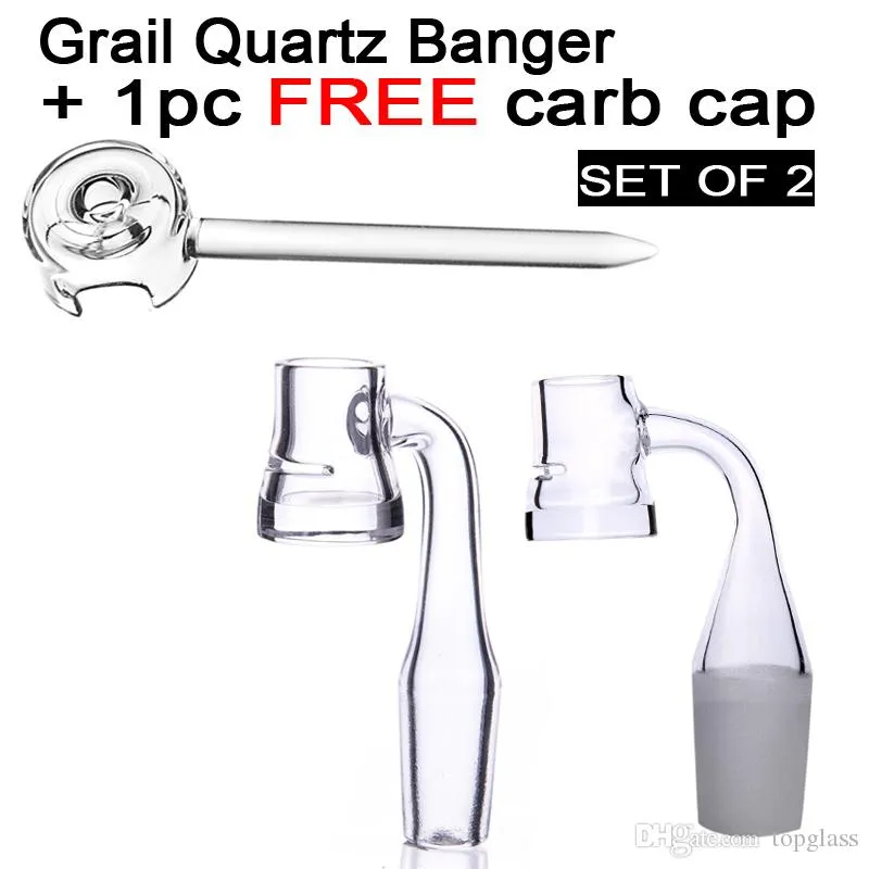 4MM thick bottom Grail quartz banger nails with 10mm 14mm 19mm+ 1pc free quartz carb cap, graile quartz banger set of 2