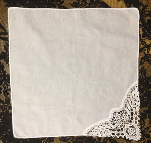 Heimtextilien Set mit 12 Hochzeits-Brauttaschentüchern im spanischen Stil, 30,5 x 30,5 cm, weiße Baumwolle, bestickte Spitzen-Häkeltaschentücher, Hochzeits-Taschentücher