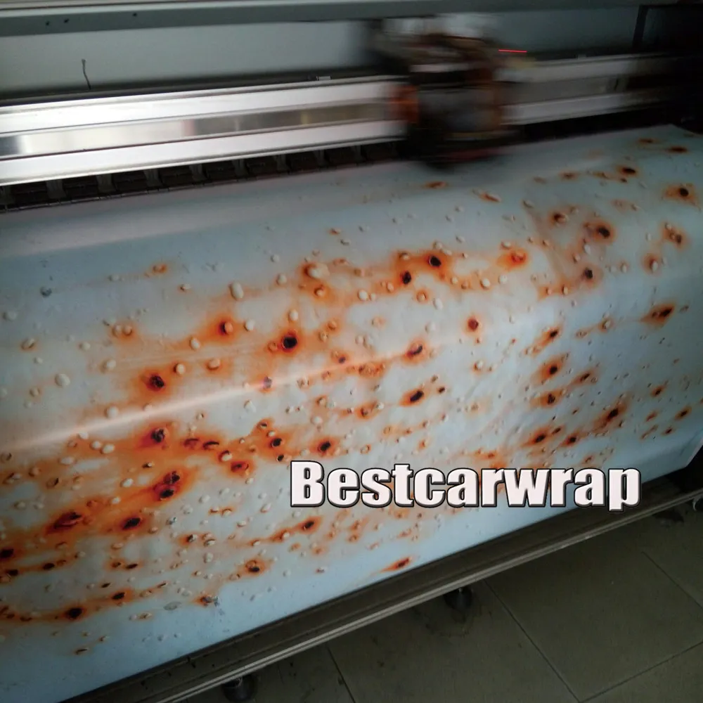 Mat Rust Vinyl Car Film Film Rust Printed Naklejki do pakowania samochodu łódź deszczowa grafika pokrywająca skórę 1,52 x 30 m/rolka 5x98 stóp