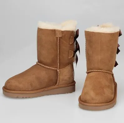 Venda quente Novo Design Clássico Aus Mulheres Botas de Neve 32800 Bowknot Bow Mulheres Curtas Botas Manter Botas Moreiras US3-12 EUR 35-44 Frete Grátis