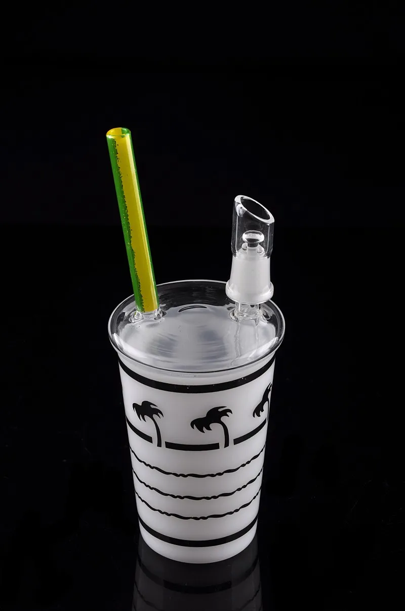 narghilè Coconut Tree Rigs Cup Foglia d'acero Starbucks Tazze Bong in vetro spesso Tubi d'acqua piccoli riciclatori