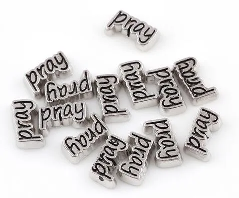 Pray Letter Floating Locket Charms Fit For Glass Magnetic Memory Floating Locket Pendant Jewelrys Making