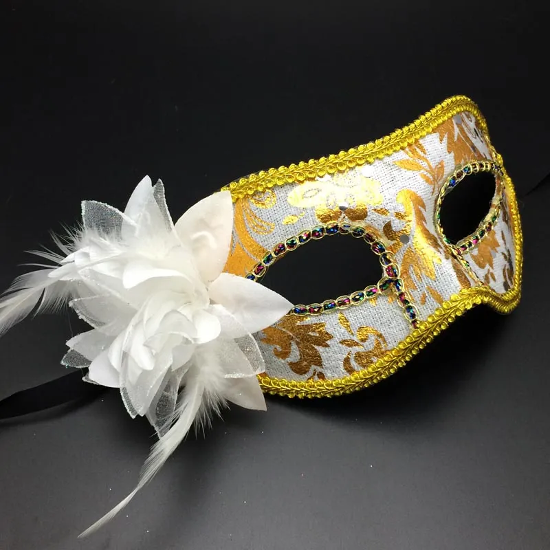 Luxo Máscara Masquerade Flor de lado casamento carnaval sustentar Meio Dia das Bruxas da cara do carnaval presente traje novidade EMS transporte livre