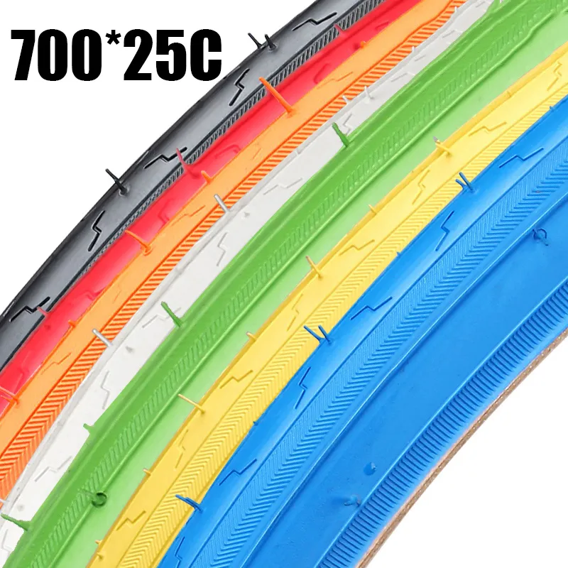 Catazer 700*25C 25-622 Bike Tire Tyre Bicycle Tires Fixed Gear Bike Road Bicycles Cruisers Tire 7 Color Bicycle Accessories