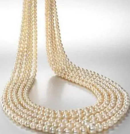 Classic Five Strands 8-9mm South Sea White Pearl Halsband 18-25 tum 925 Silverlås