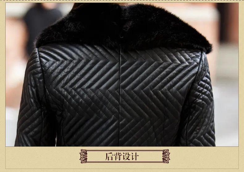 Nowa luksusowa zimowa zima prawdziwa skóra owcze skóra naturalna norek futro kołnierz bawełna wyściełany ciepły długie płaszcz parka Casacos 5xl