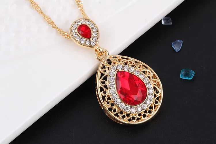 Fashion Wedding Bridal Hair Accessories for Women Stud earrings necklace Sets Crystal earrings drop pendant Jewelry