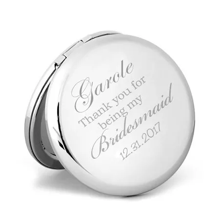 New Personalized Compact Mirror Wedding Bridesmaid Gift Custom Engraving Pocket Magnifying Makeup Mirror #18305-1