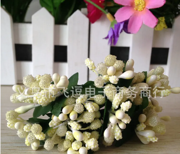 Mulberry Party Artificial Flower Stamen Wire Stam / Äktenskap Leaves Stamen Wedding Box Decoration Hjia347