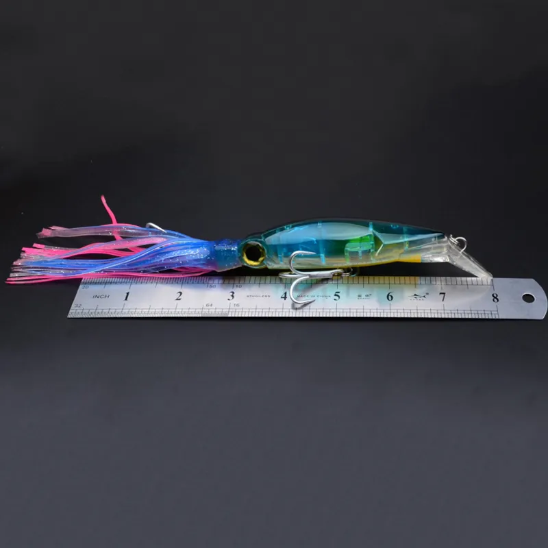 DHL 6 Kleur 14 cm 40G VISSEN LUSS AAS SQUID LUTEN 3D OGEN MET BOUT VISS LAVE HAP HOOG HOOG KWALITEIT