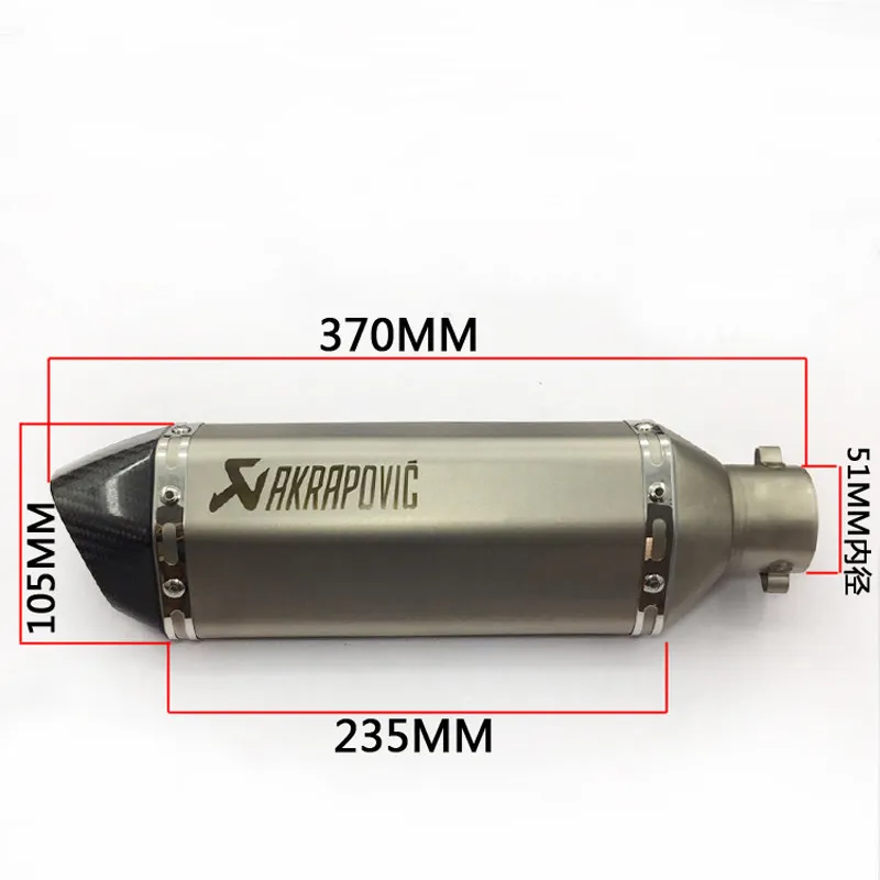 입구 ID : 51mm 길이 : 370mm 소형 육각형 오토바이 배기 파이프 오토바이 머플러 탈출구 킬러로 탈출