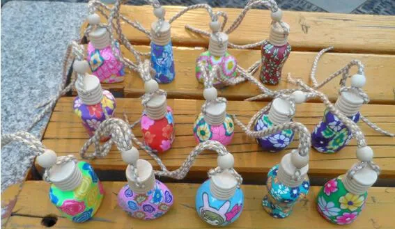 15 ml Car hang decoration ceramic Polymer clay essence oil Perfume bottle Hang rope empty bottle XB1