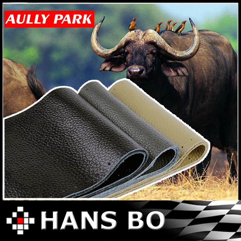 AULLY PARK couverture de volant de voiture bricolage en cuir véritable tresse de peau de vache avec fil d'aiguilles accessoire intérieur de style de voiture