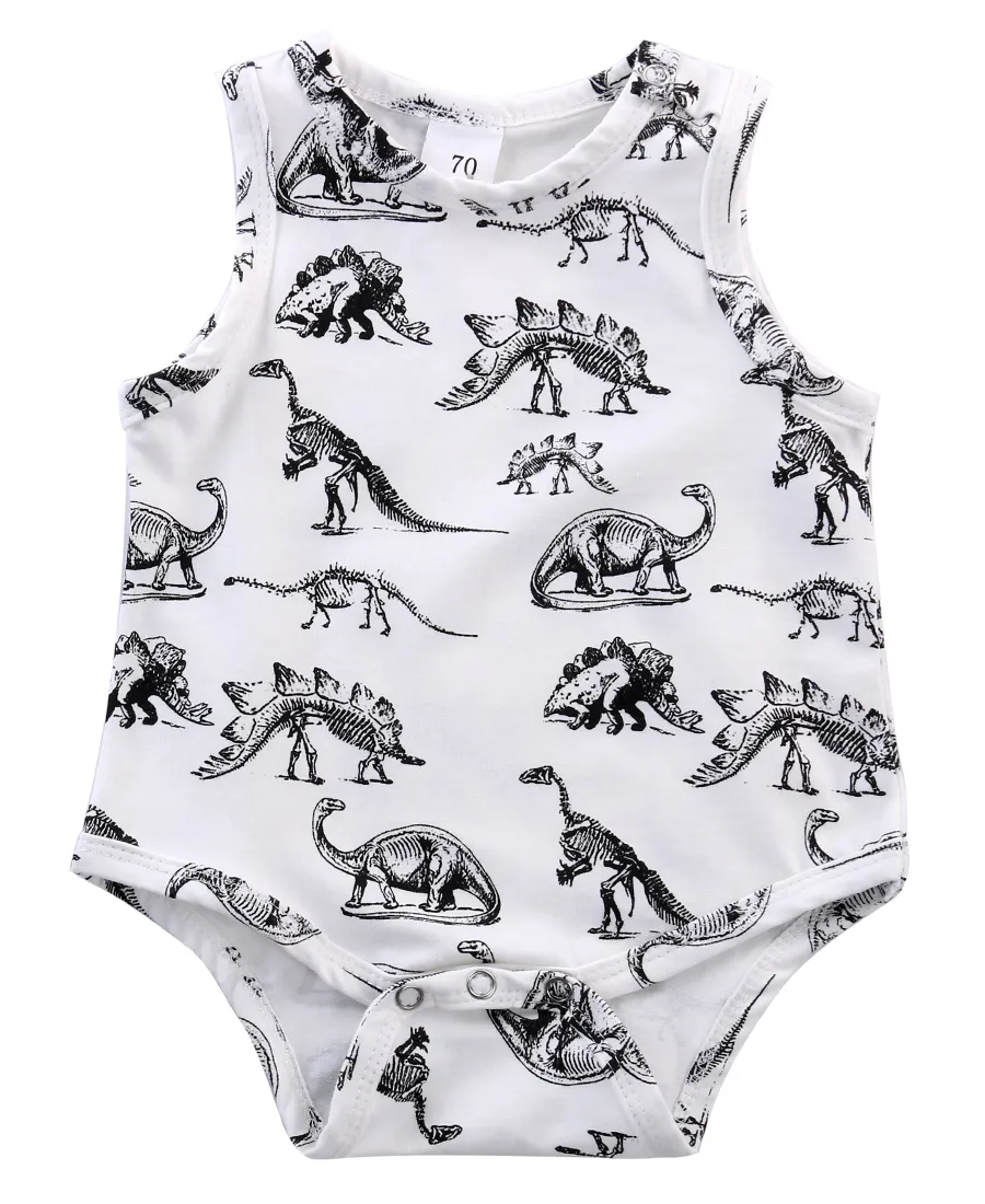 Verano bebé mameluco infantil bebé niña niño ropa dinosaurios impreso sin mangas mamelucos mono traje de baño de algodón trajes de una pieza ropa para niños