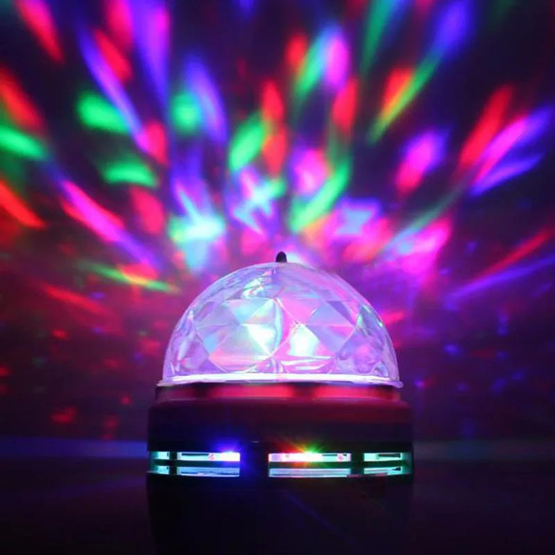 Светодиодные лампы Full Color 3W RGB E27 LED Crystal Stage Light Auto вращающаяся лампа AC85-265V лазерная диско диджея вечеринка