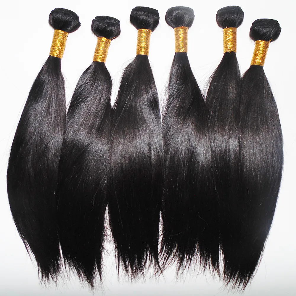 Naturfärg Hårvävning 2st / Parti 100% Indiskt Double Drawn Virgin Human Hair Bone Straight